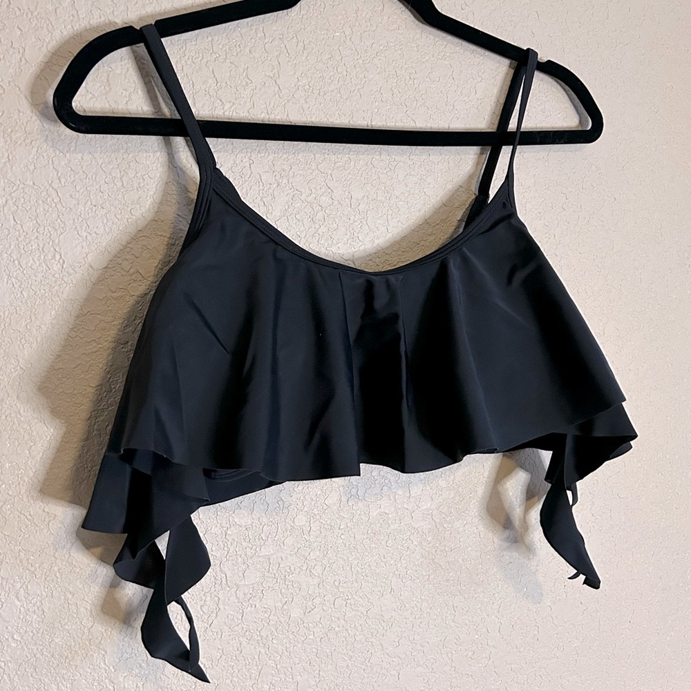 Black Scoop Neck bathing Suit Top, Size Large